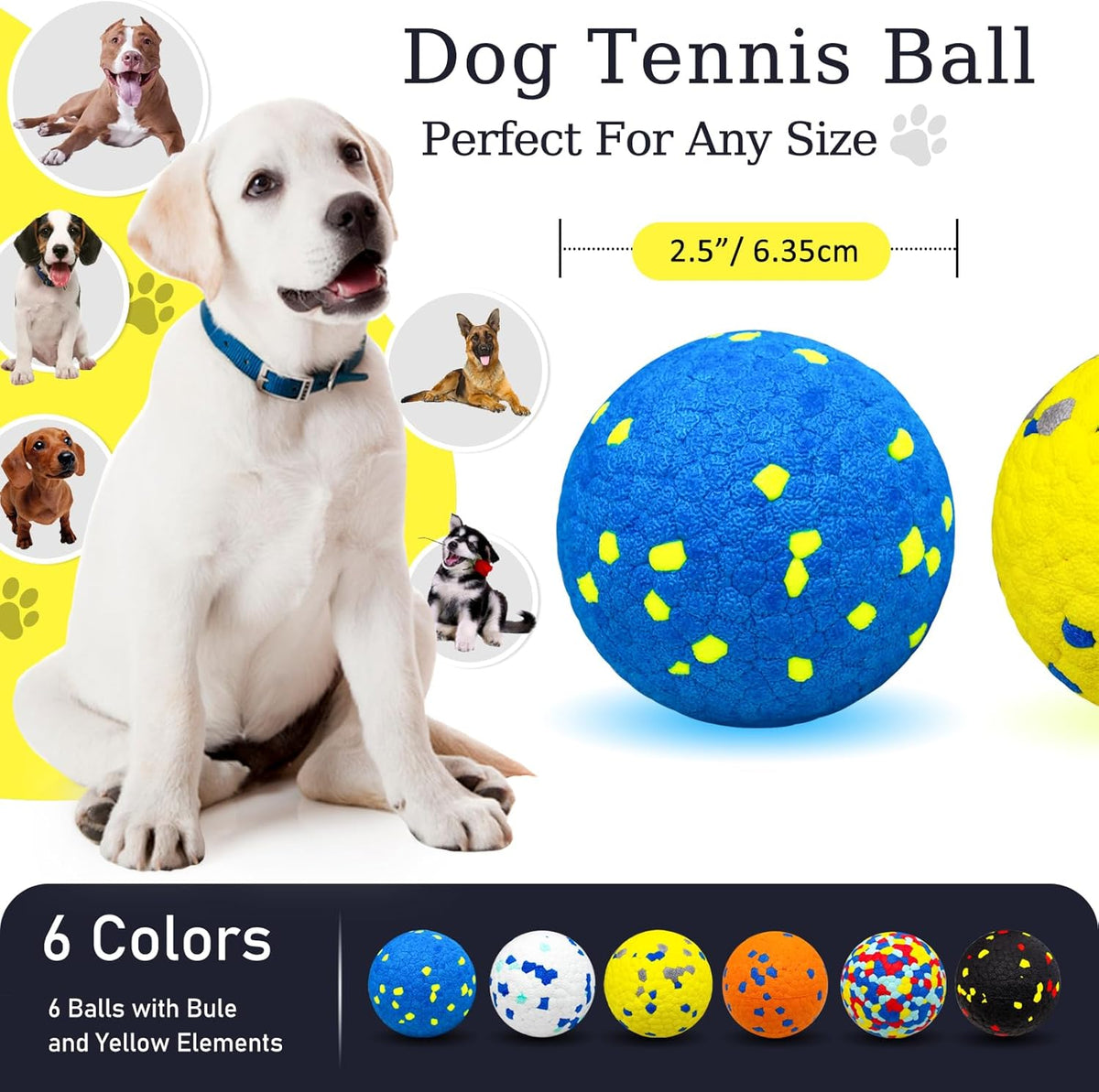 ETPU Dog Balls 6 Pack, Multicolor