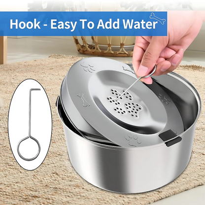 Non-Spill Stainless Steel Slow Drinking Bowl for Dogs & Cats (3L)