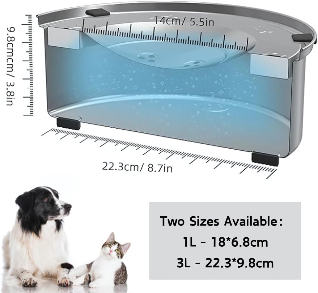 Non-Spill Stainless Steel Slow Drinking Bowl for Dogs & Cats (1L)