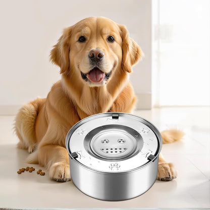 Non-Spill Stainless Steel Slow Drinking Bowl for Dogs & Cats (1L)