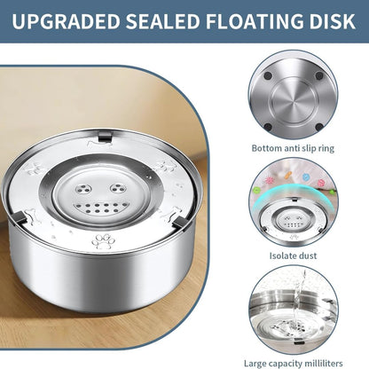Non-Spill Stainless Steel Slow Drinking Bowl for Dogs & Cats (1L)