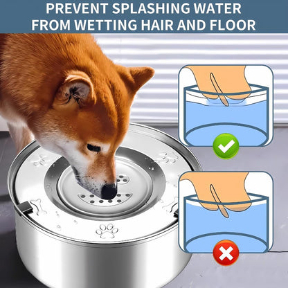 Non-Spill Stainless Steel Slow Drinking Bowl for Dogs & Cats (1L)