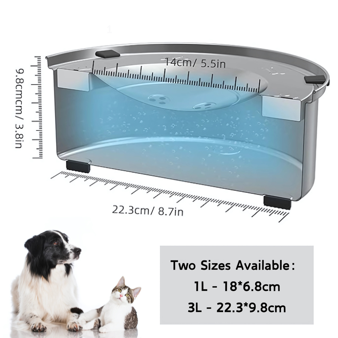 Non-Spill Stainless Steel Slow Drinking Bowl for Dogs & Cats (3L)