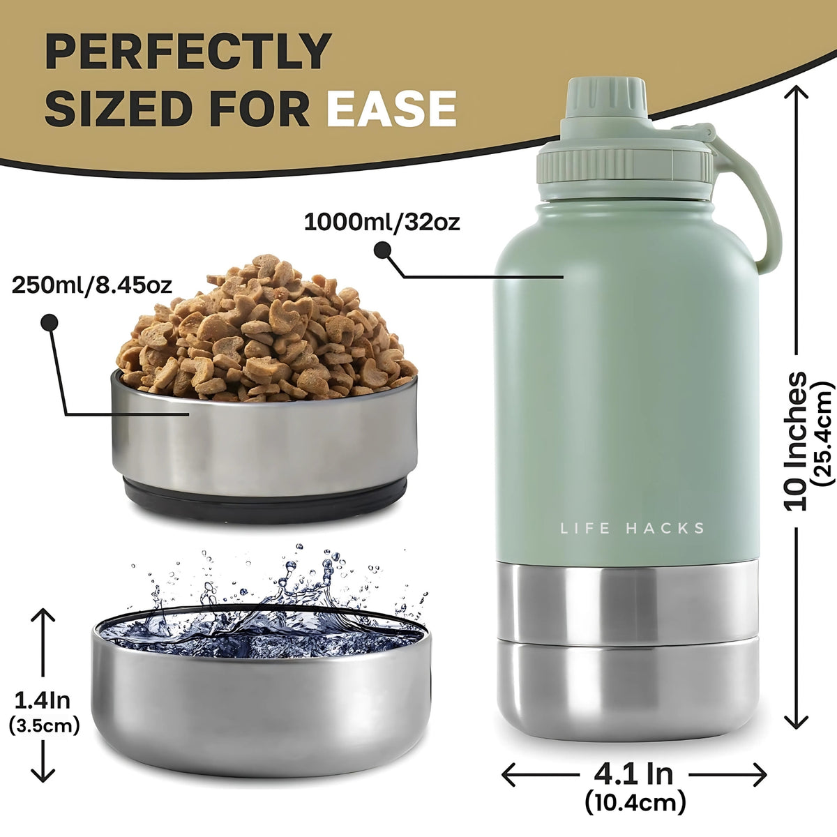 3-in-1 Dog Water Bottle (32oz/ 1L)
